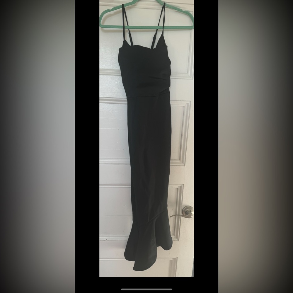 Asos black ruffle bottom wedding guest dress - size 6